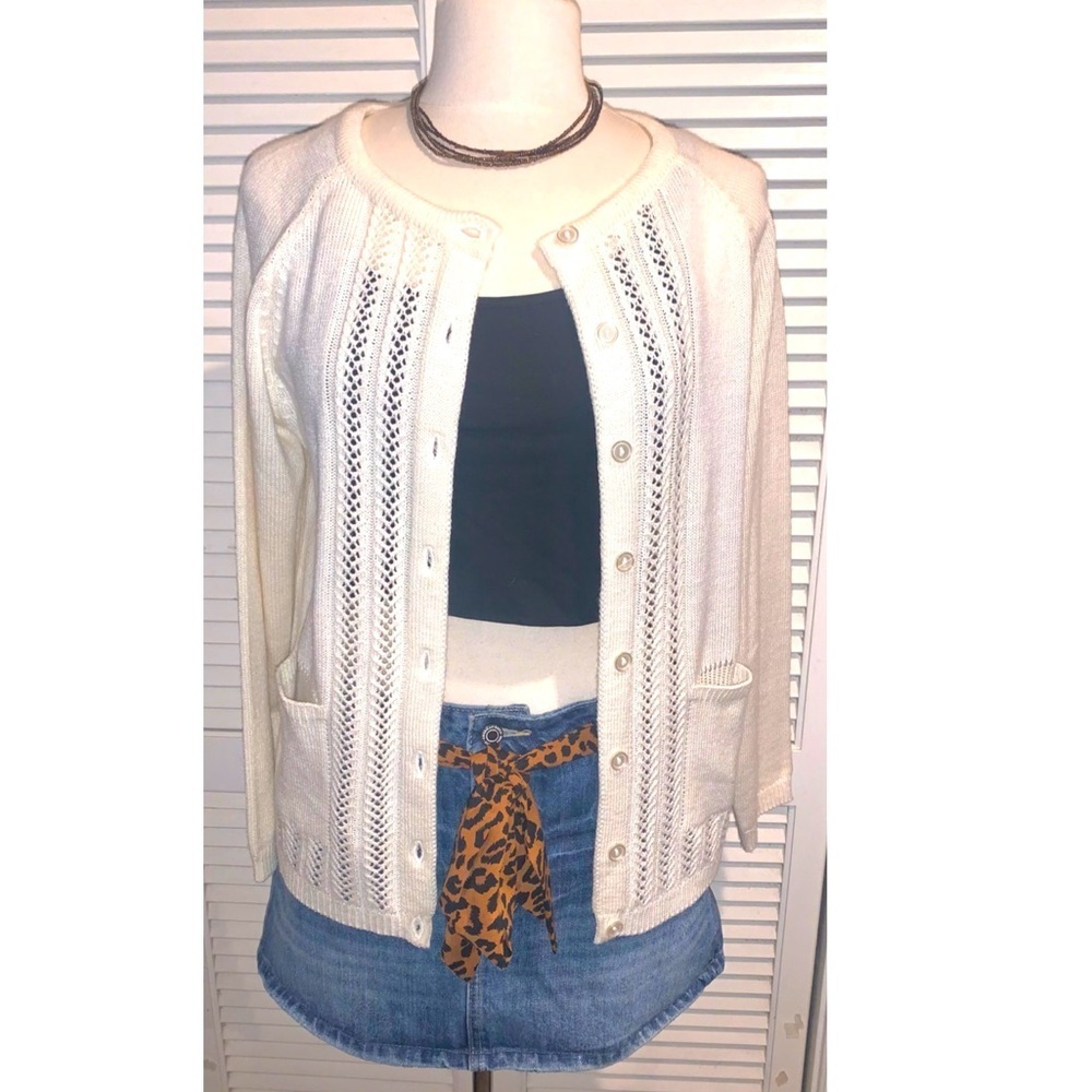 Vintage cardigan Sweater Ivory Women’s Petite Small